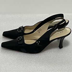 Anne Klein Classy slingback cap toe modest heel chic pumps with buckle details